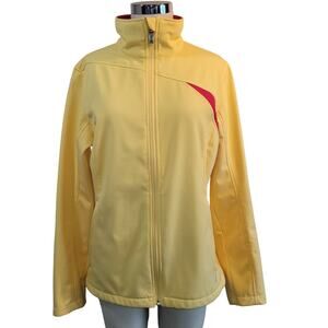 Spyder Women’s Yellow Softshell Jacket L Activewear Outdoor Water-Resistant EUC